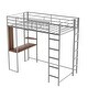 preview thumbnail 5 of 5, Twin Metal Loft Bed with 2 Shelves and one Desk ,Silver