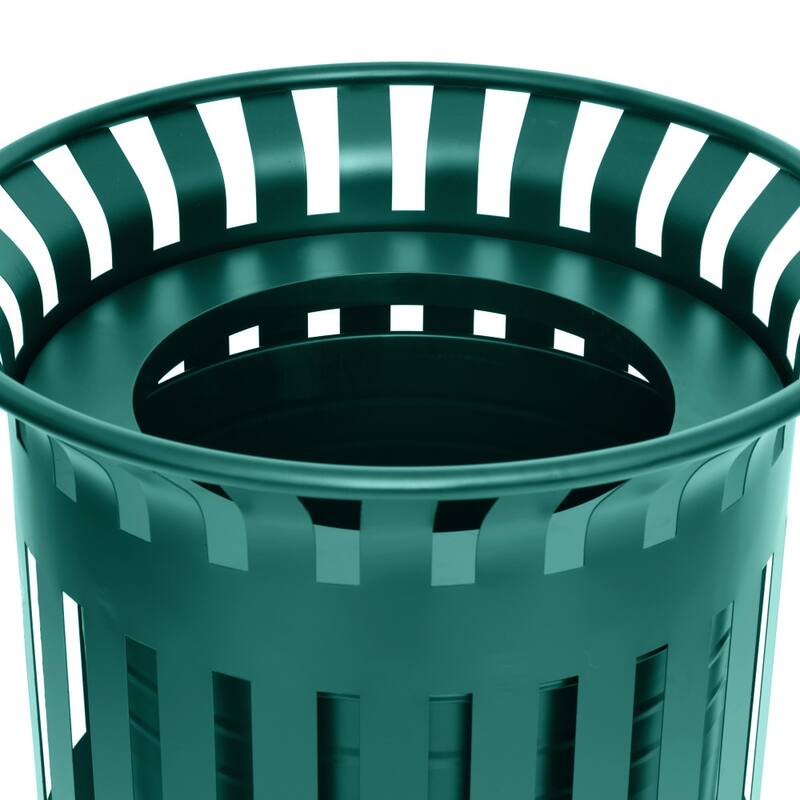 Commercial Outdoor Slatted Steel Trash Can with Inner Bin