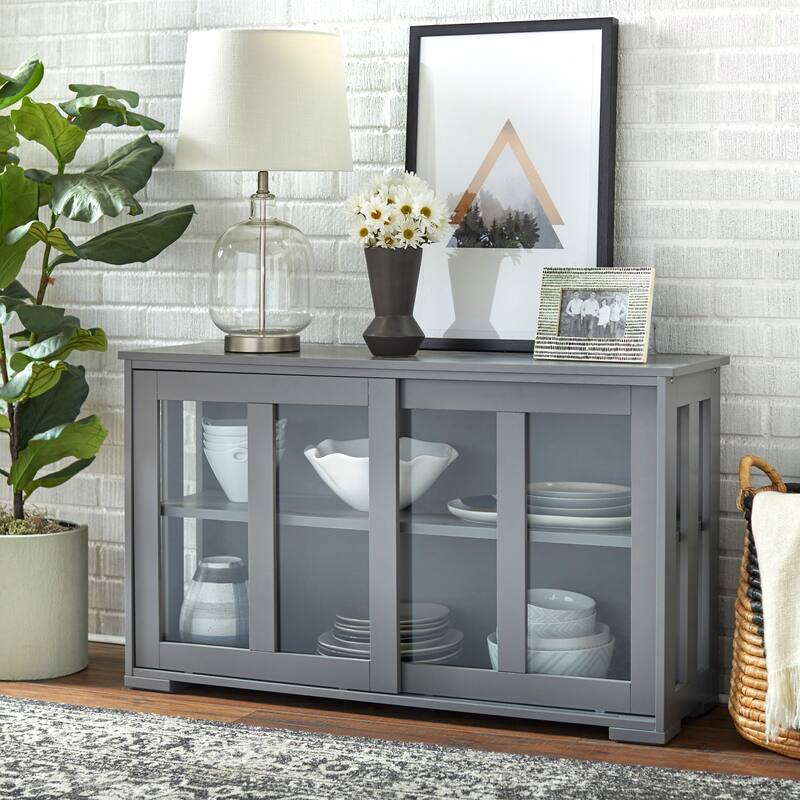 Porch & Den Jefferson Sliding Glass Door Stackable China Cabinet