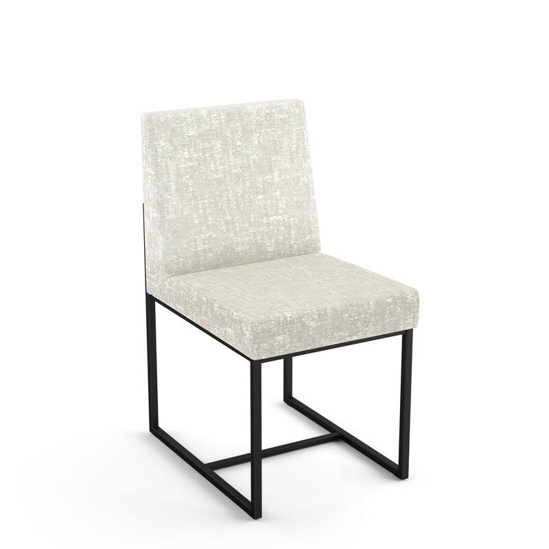 Amisco Derry Dining Chair - Sheep White & Cream Chenille Fabric / Black Metal