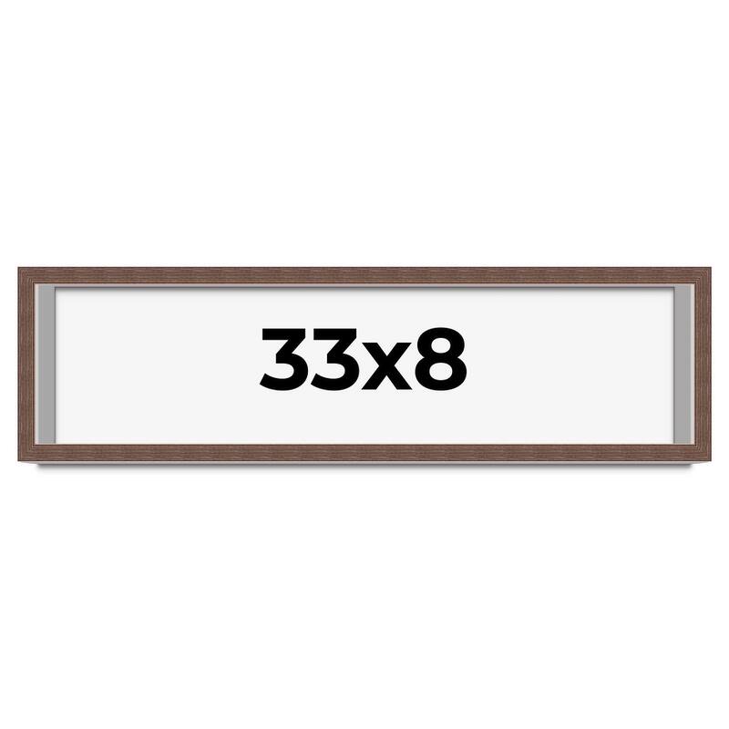 33x8 Shadow Box Frame Brown | 1.125 inches Deep Real Wood Rustic