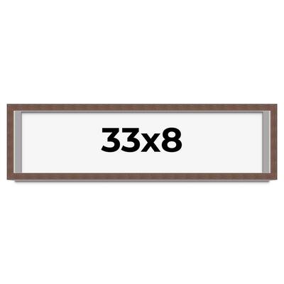 33x8 Shadow Box Frame Brown | 1.125 inches Deep Real Wood Rustic