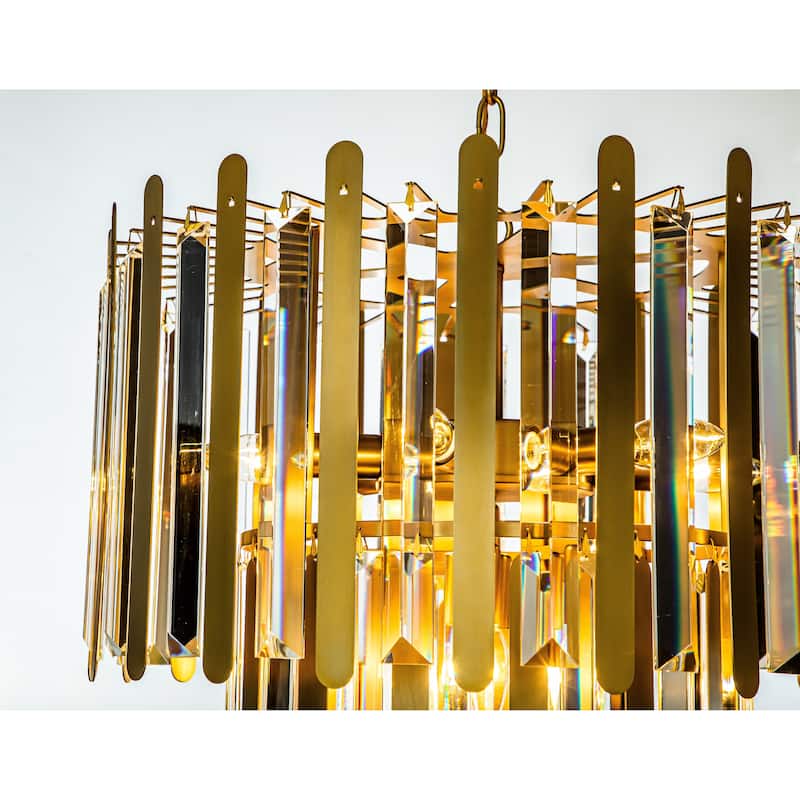 CraftHome 10-Light Modern Contemporary Gold Stainless Steel Tiered Chandelier with Clear Crystal Accents