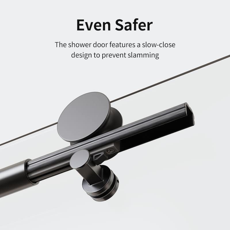 46-48" Frameless Sliding Shower Door with Soft-Close, 8mm Tempered Glass, Adjustable Single Bypass Design - 48x76"