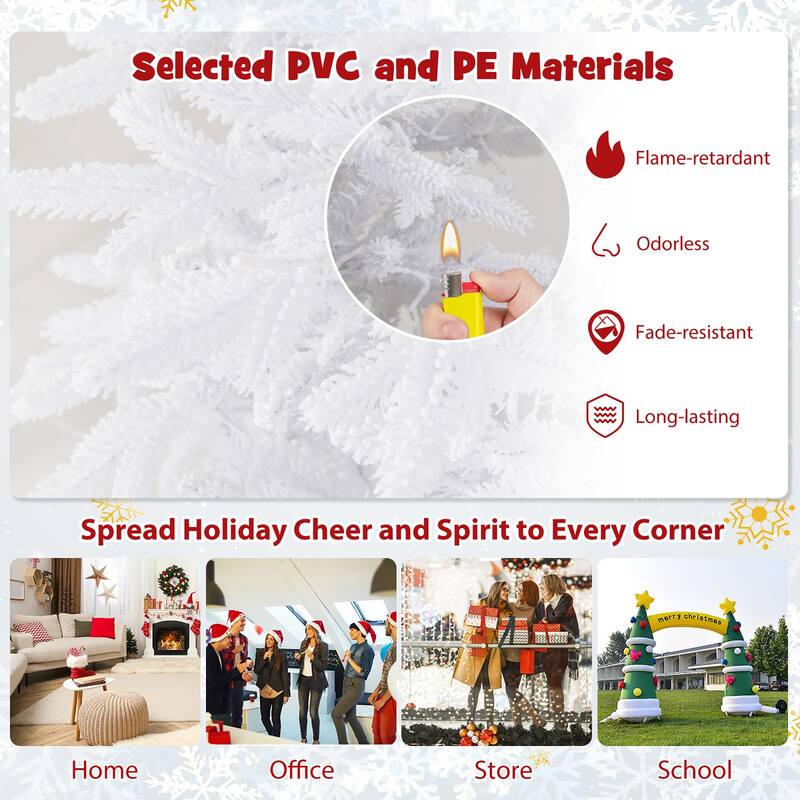 Gymax 7 FT Artificial Xmas Tree w/ 1880 PE PVC Branch Tips 900 Warm - See Details