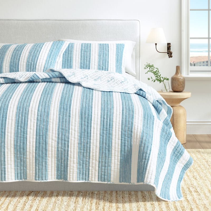 Linery & Co. Stripes & Anchors Microfiber Quilt Set With Shams