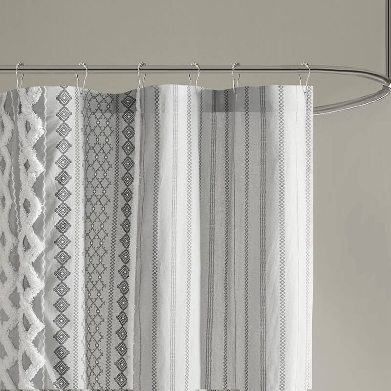 Cotton Printed Shower Curtain with Chenille