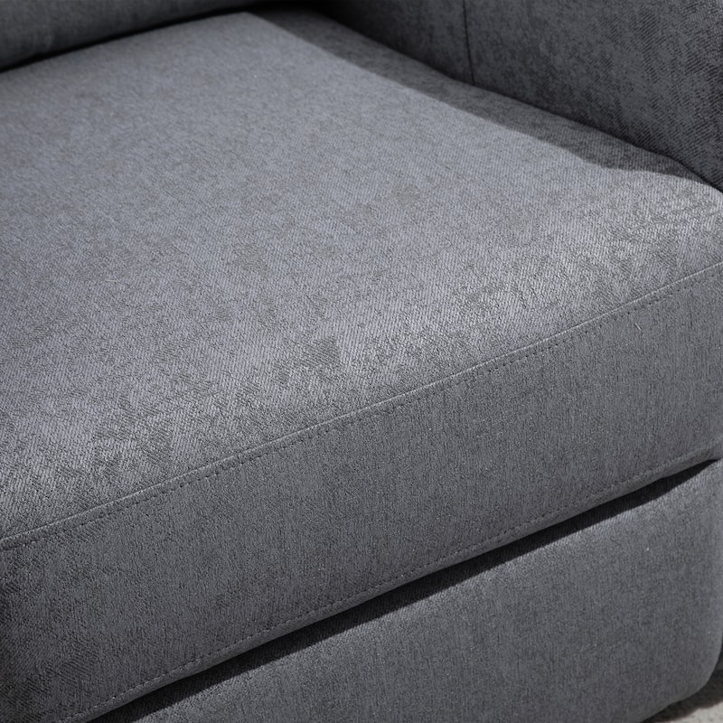 HOMCOM Manual Single Sofa Recliner Armchair with Thick Sponge Padded Seats and Arms and Footrest, Grey
