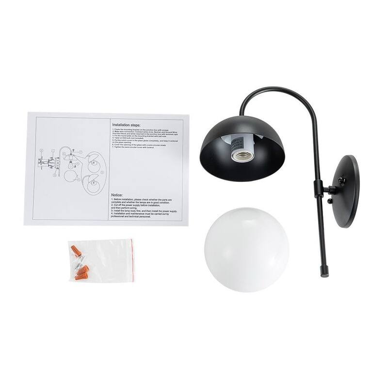 1-Light Goose Arm Frosted Glass Globe Wall Sconce