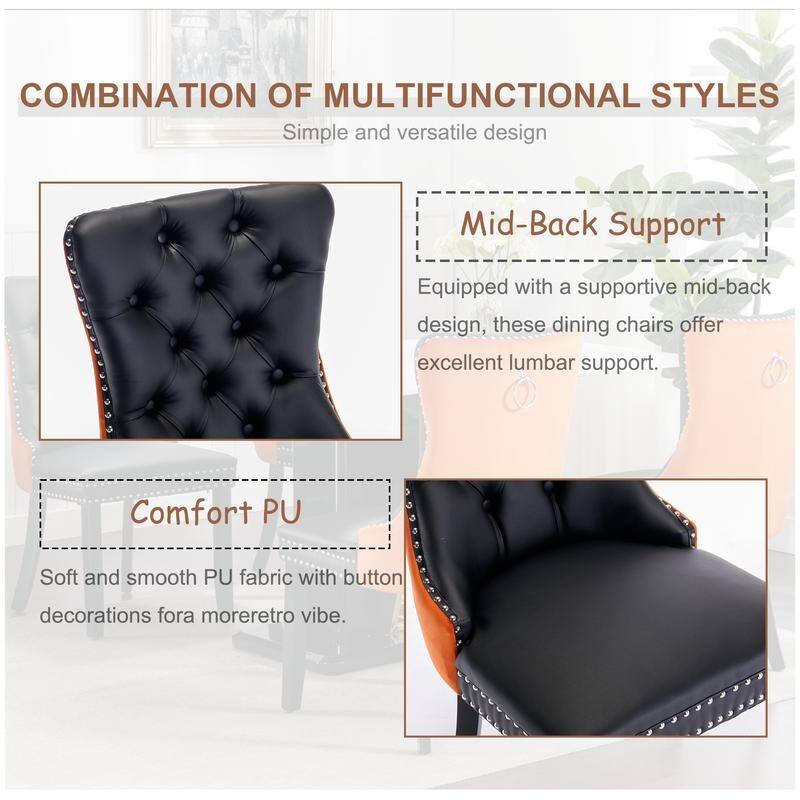 Modern Tufted Velvet Upholstered Nailhead Dining Chair Set of 6