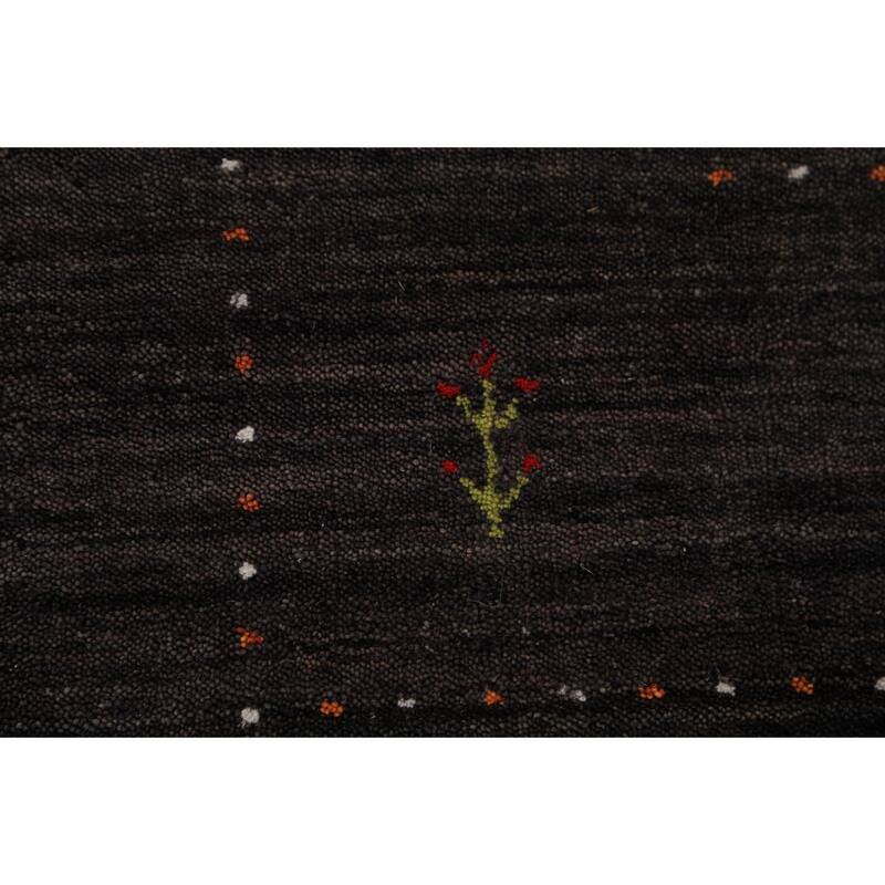 Dark Brown Gabbeh Oriental Area Rug Hand-Knotted Wool Carpet - 7'11" x 9'10"