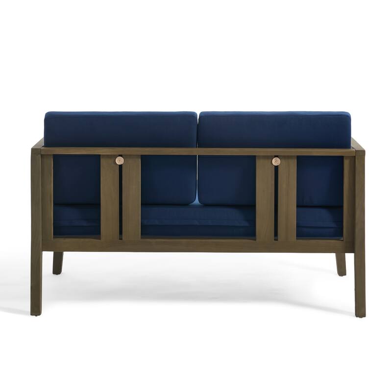 Outdoor Teak Solid Wood Patio Furniture Set Loveseat Armchair Table Collection