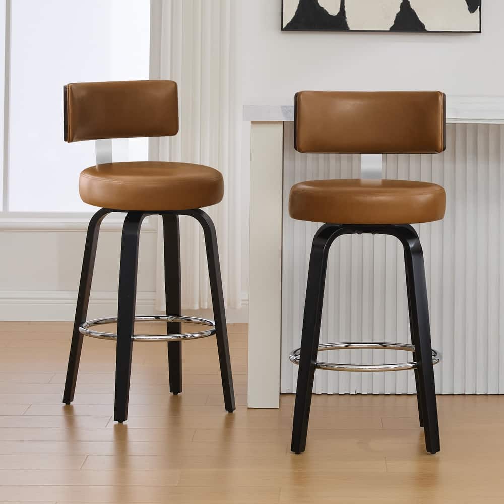 Upholstered Swivel Counter/ Bar Stools with T-Shaped Backrest