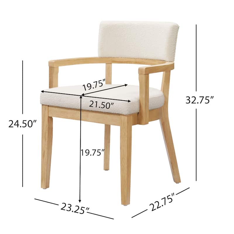 Christopher Knight Home - Mid-Century Modern Boucle Upholstered Dining Chair Set with Wood Frame - Set of 2