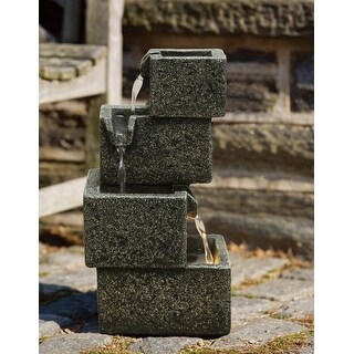 Concrete Crates Fountain With Warm White LED Lights