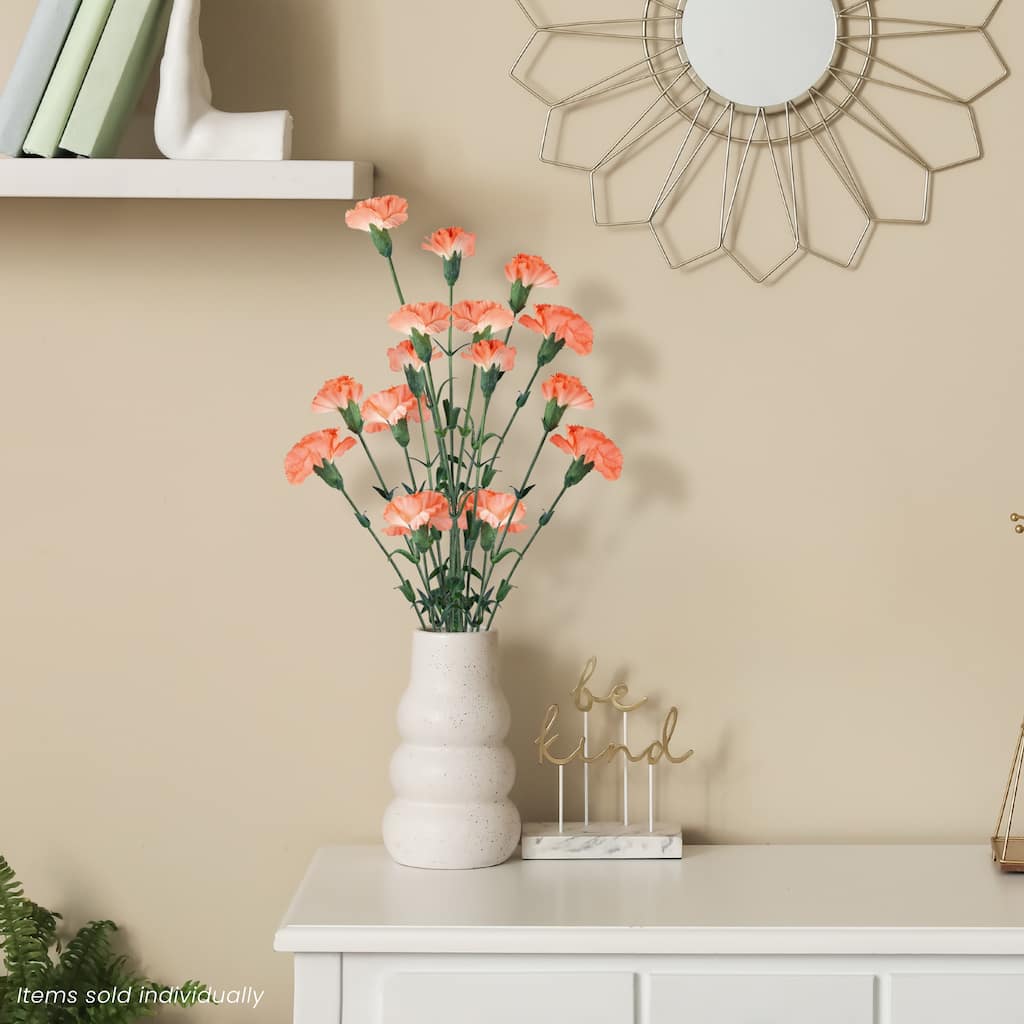 Mini Carnation Artificial Floral Spray - 27.5" - Peach