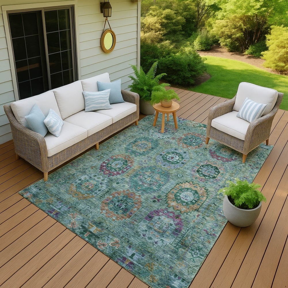 Machine Washable Indoor/ Outdoor Boho Vintage Chantille Rug