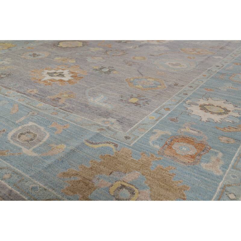 Hand Knotted Oriental 100% Wool Carpet Transitional All-Over Purples Oushak Area Rug - 9' 6'' X 8' 0''