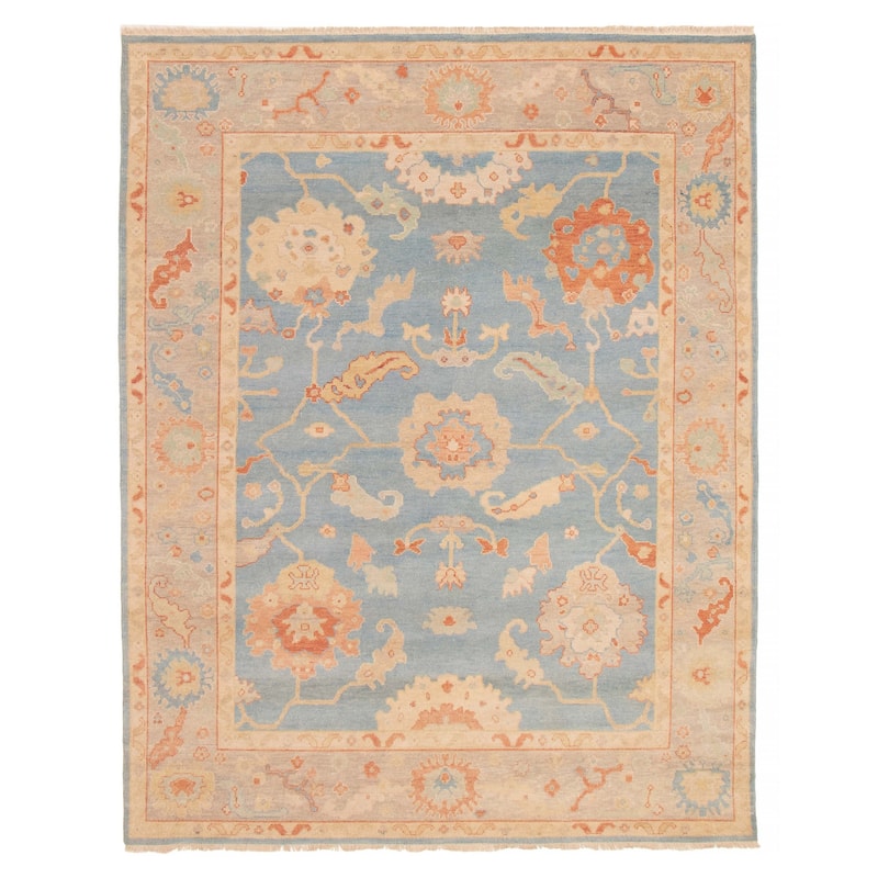 ECARPETGALLERY Hand-knotted Modern Oushak Light Blue Wool Rug - 7'11 x 10'2 - Light Blue - 7'11 x 10'2