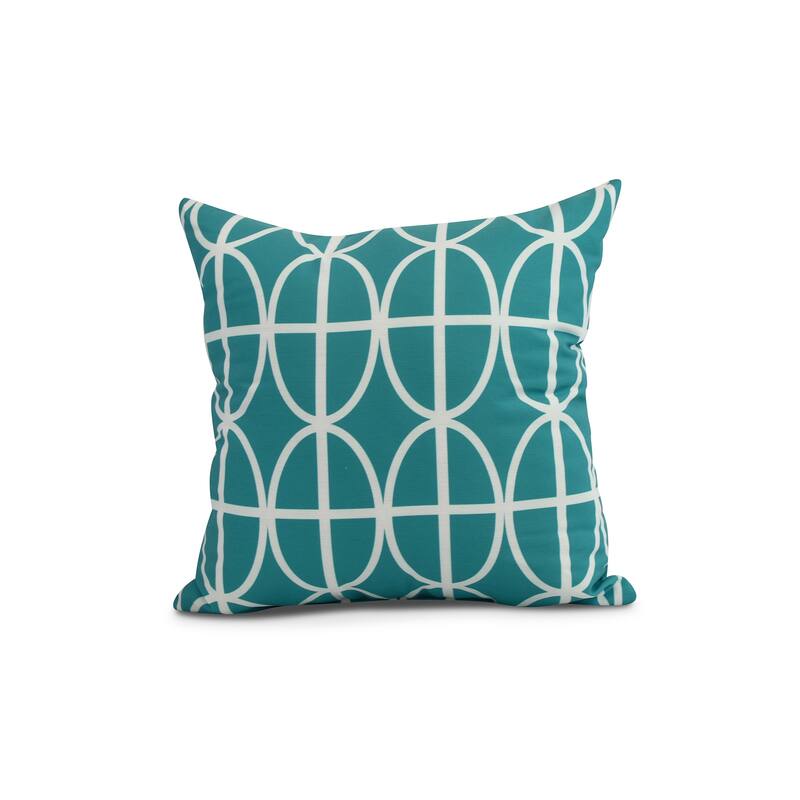 26 x 26 inch Ovals and Stripes Geometric Print Pillow - Teal
