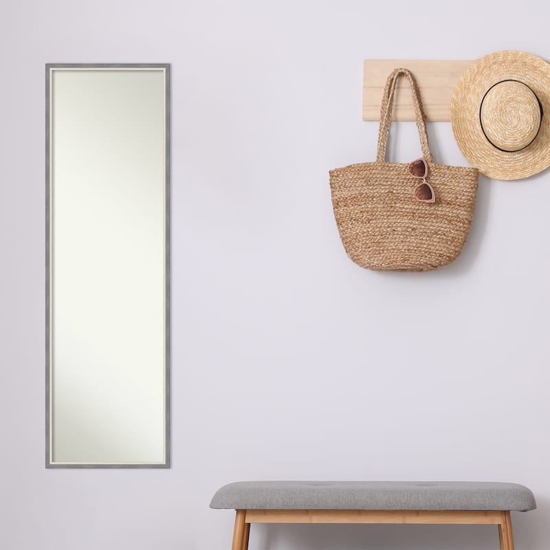 Theo Narrow Non-Beveled Wood Framed Full-Length On the Door Mirror - Glass Size 14x48