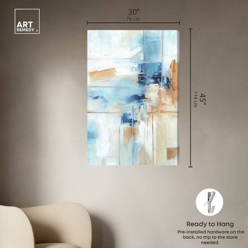 Art Remedy House Of Lines I Gallery Wrapped Blue Abstract 1 Piece Canvas Wall Art