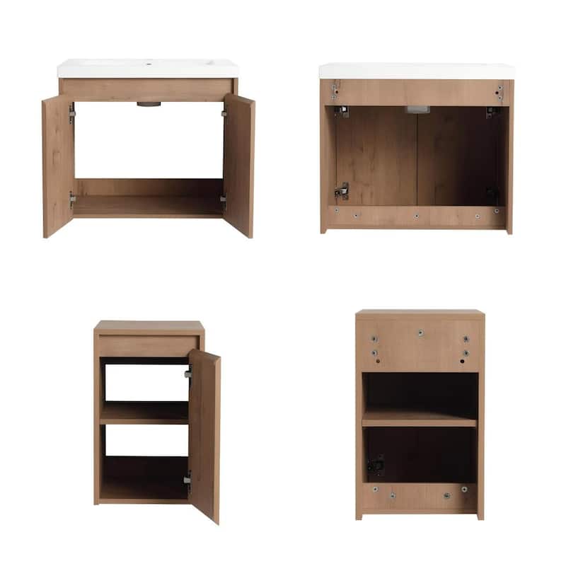 Bathroom Vanity With Sink In 24/36/48 Inch, Floating Bathroom Vanity With Soft Close Door