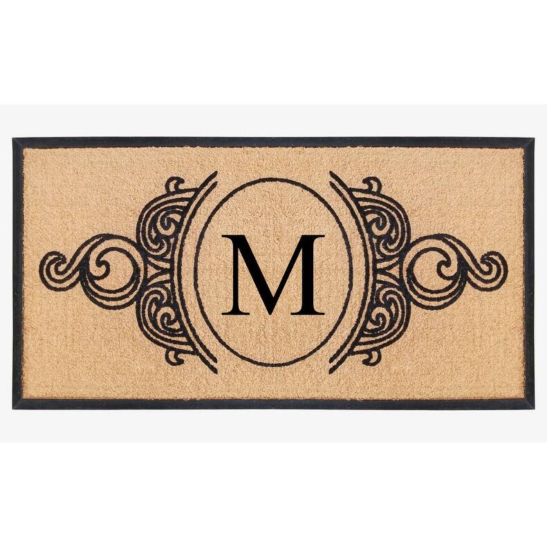 A1HC Natural Coir & Rubber Hand Flocked Large Monogrammed Doormat 30X60 Inch - M