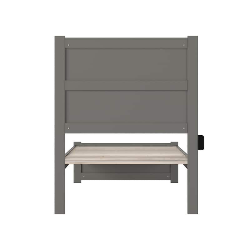 Twin XL Bed with Footboard - Grey Platform Bed Frame - Modern Design - HomeStock Elegance
