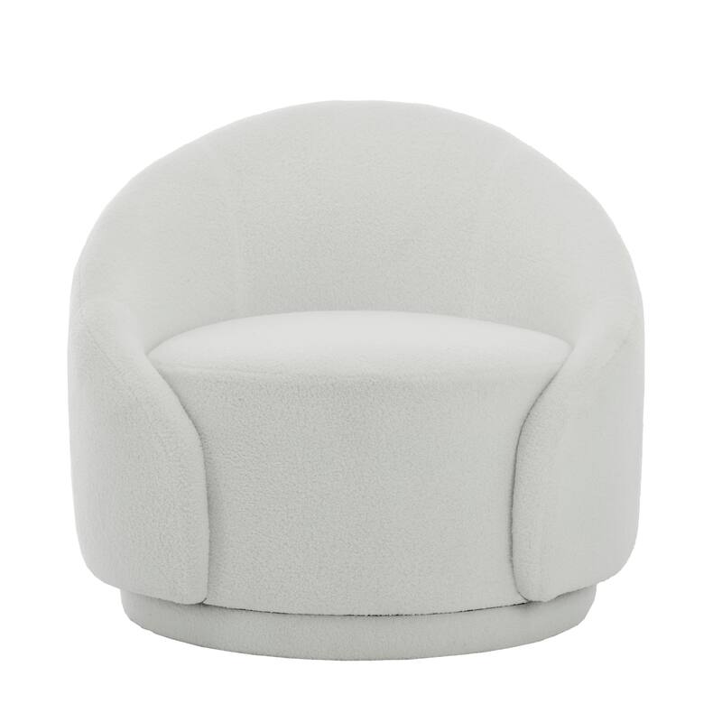 34" Wide 2 Set Velvet/ Boucle Barrel Swivel Chair
