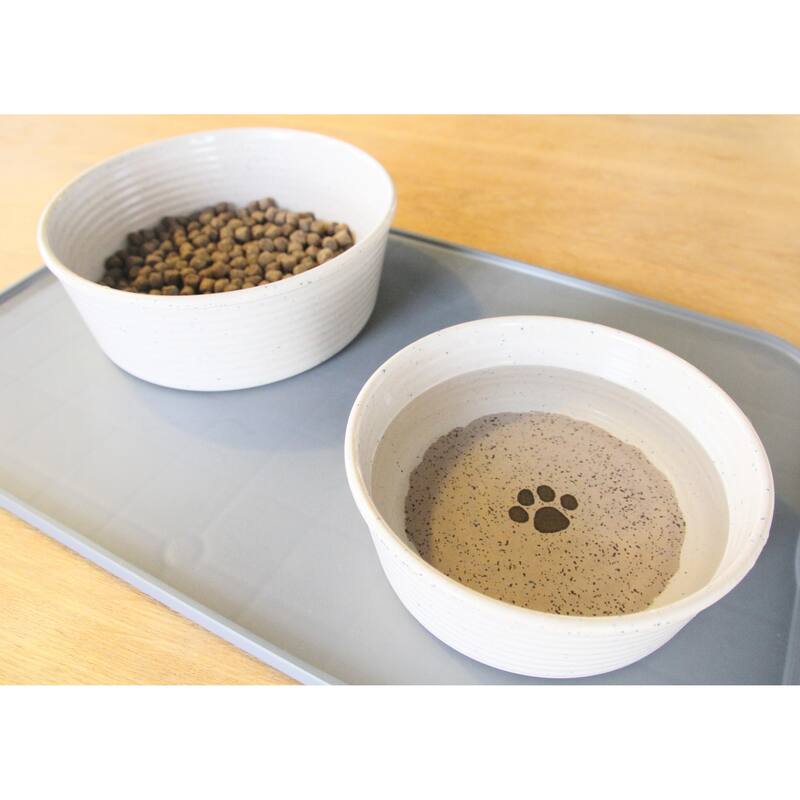 Abode Homewares Farmhouse Rustic Paw Merge Pet Bowl - Brown - Set of 2