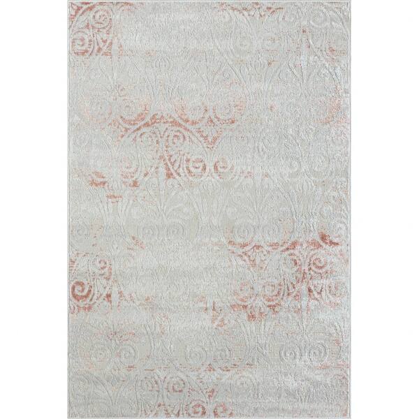 8' X 10' Pink Floral Area Rug - 3'6
