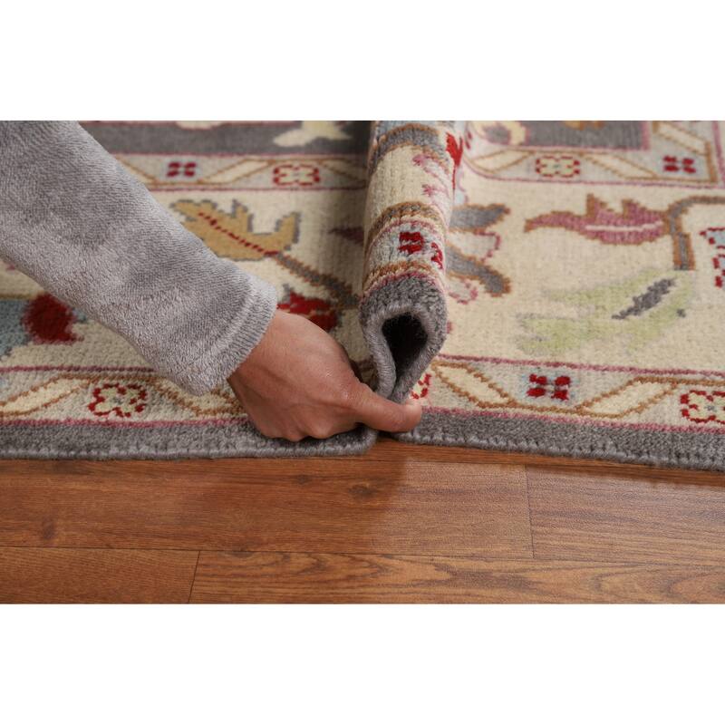 Gray Oushak Oriental Area Rug Handmade Wool Carpet - 8'0"x 9'9"