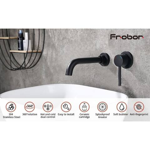 Wall Mount Faucet for Bathroom Sink or Bathtub, Single Handle 2 Holes Metal Rough-in Valve Included