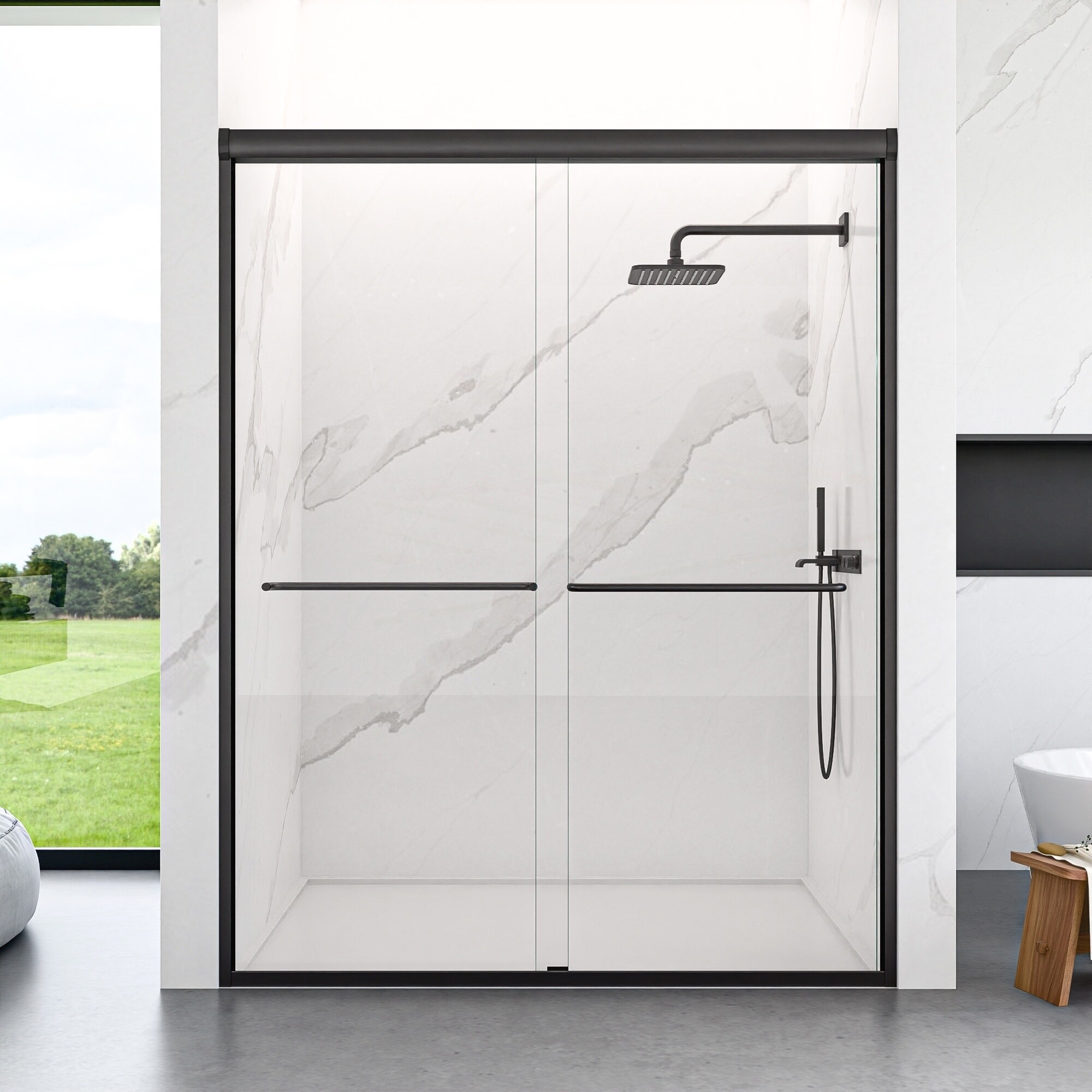Semi-Frameless Double Sliding Shower Door