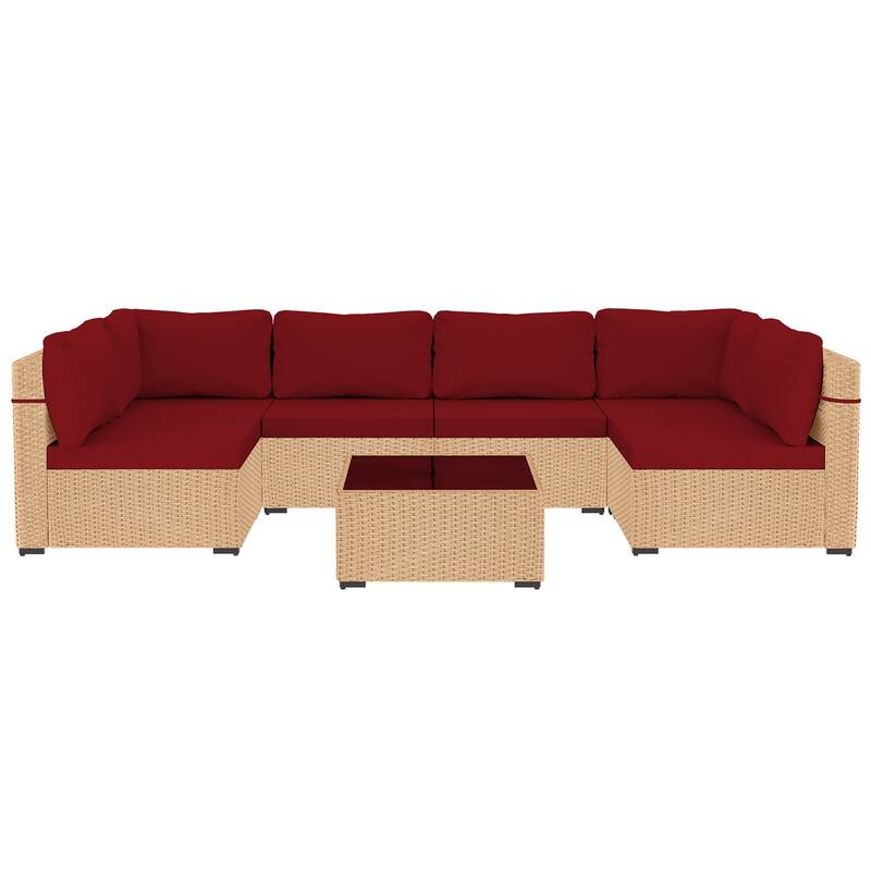 UPHA 7-Piece Wicker Outdoor Seating Group with Cushions