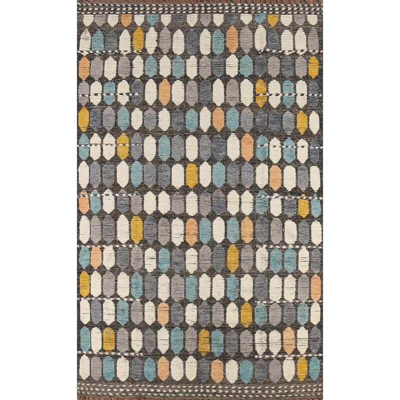 All-Over Geometric Moroccan Contemporary Area Rug Handmade Wool Carpet - 5'11"x 9'7"