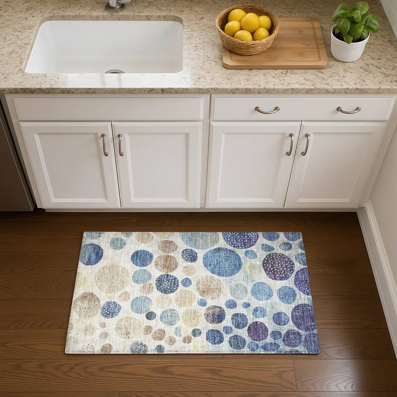 Premium Washable Super Soft Casual Contemporary Mayfield Rug - Navy - 1'8" x 2'6"