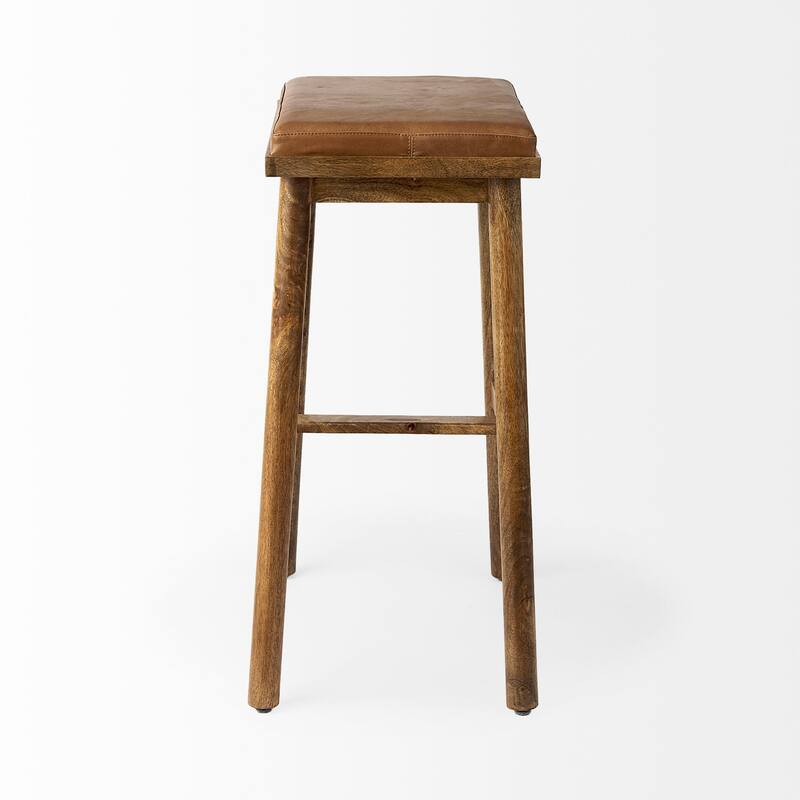 Eliza Leather Seat & Wood Frame Counter/Bar Stool