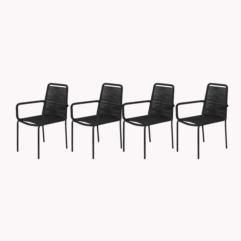 M4H Palaio Set of 4 Outdoor Rope Dining Arm Chair - Black