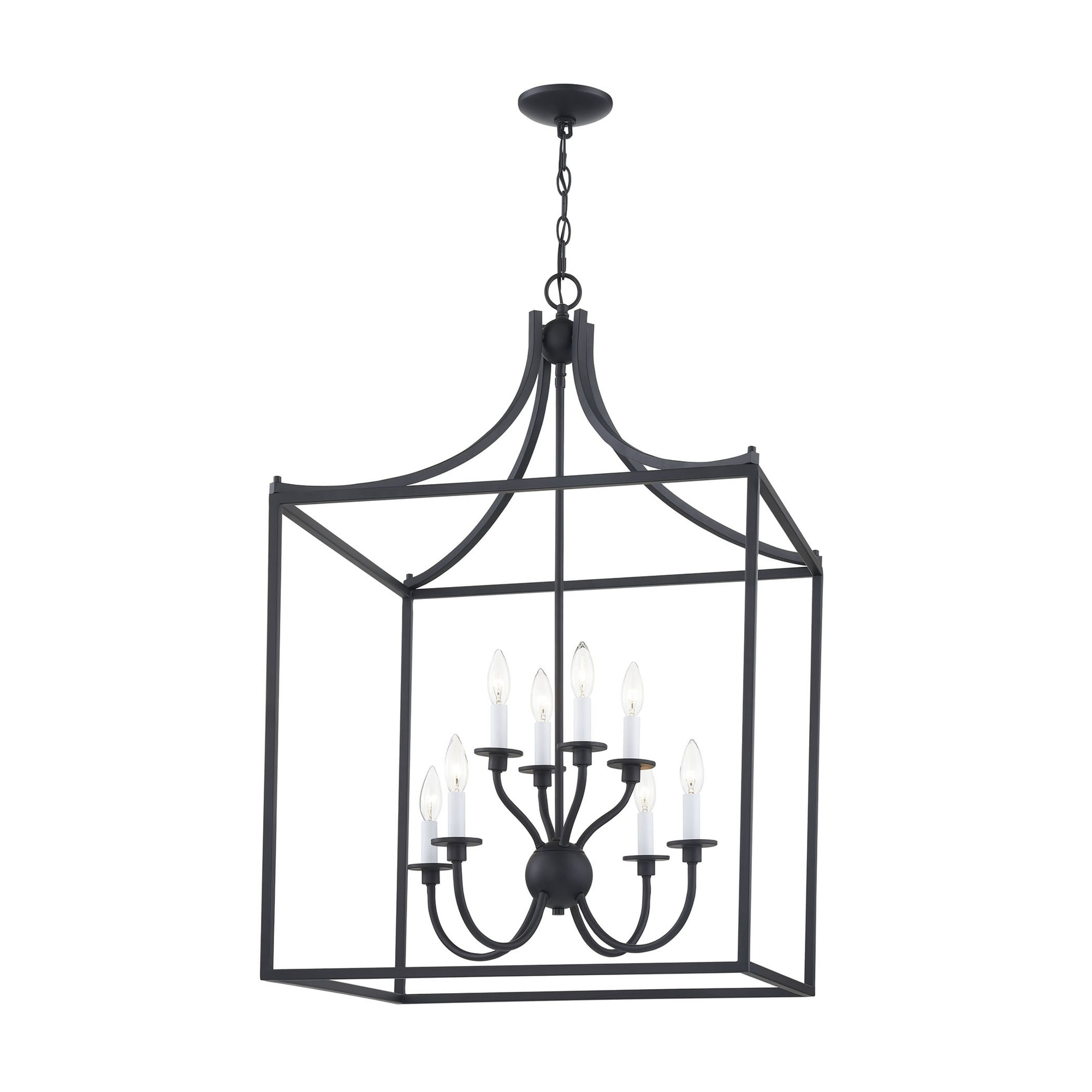 8-Light Open Framed Ceiling Chandelier - 37" - Matte Black