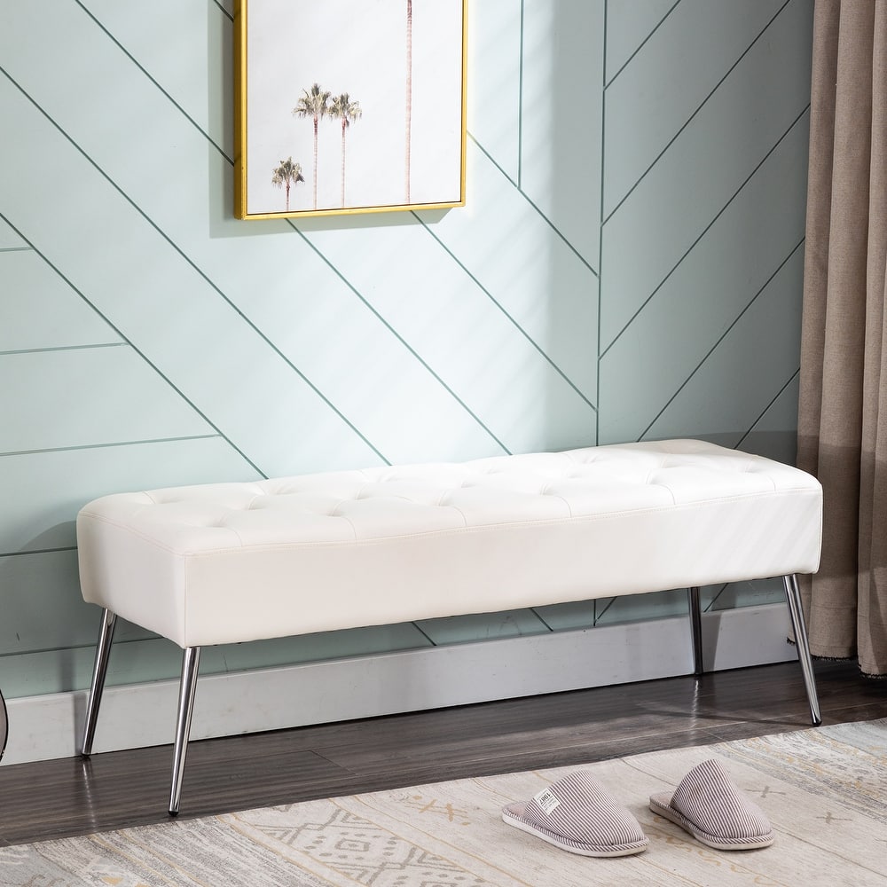 Modern 44" Length Button Tufted Bench