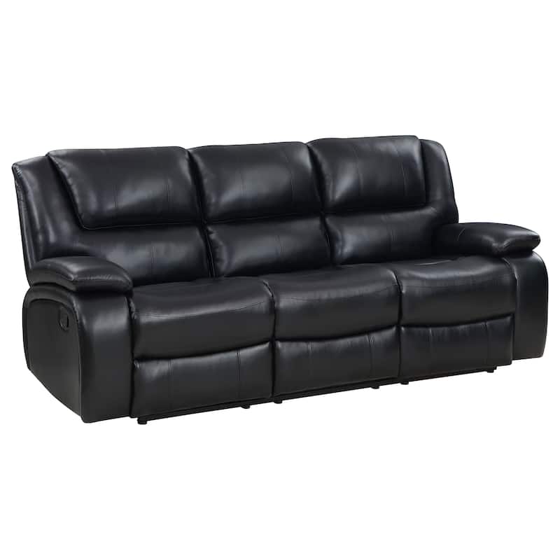Camila Upholstered Motion Reclining Sofa Red And Black Faux Leather