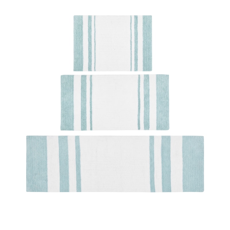 Madison Park Spa Cotton Reversible Bath Rug - 20x30" - Aqua