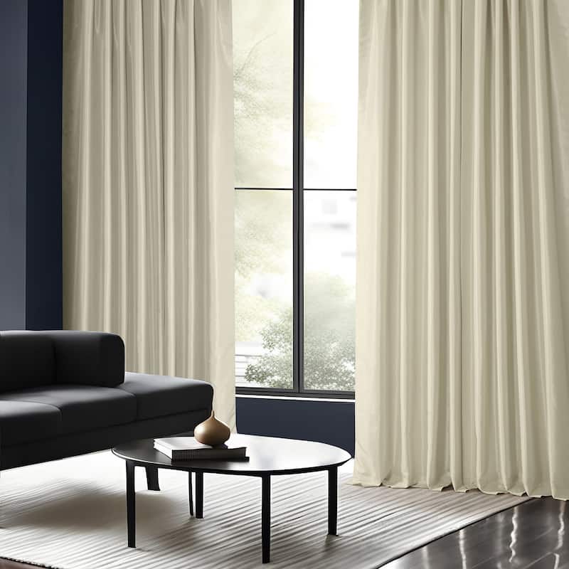 Exclusive Fabric Off-white Textured Faux Dupioni Silk Curtain Panel