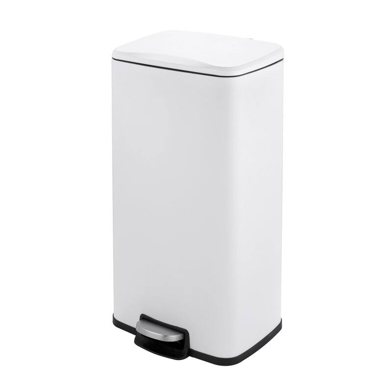 Innovaze 8 Gal./30 Liter Rectangular Matt White step-on Trash Can for kitchen - White