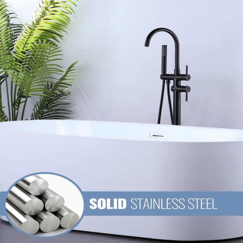 WOWOW Double Handle Freestanding Tub Faucet with Handheld Shower