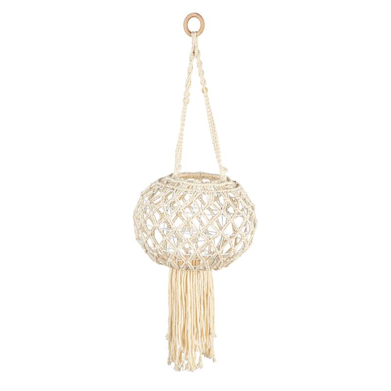 33" Macrame Large Hanging Globe Plant Cover, Natural