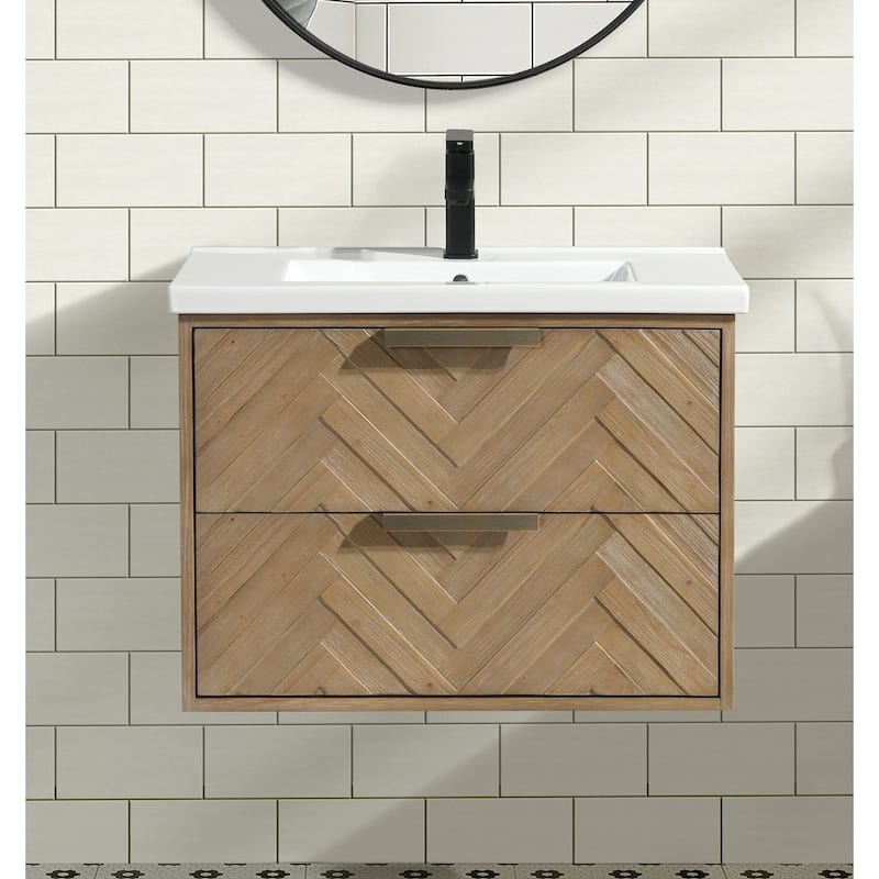 Ari Bath Carlsbad 30" Floating Bathroom Vanity Weathered Fir