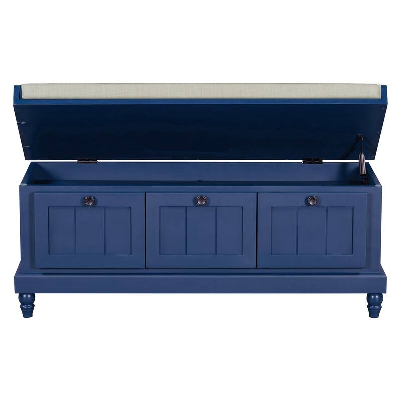 Fluted Entryway Bench with Storage